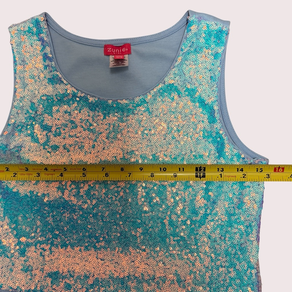 Zunie Girls Sequin Tulle Dress Blue Ombre Party Formal Size 14/16 - Picture 4 of 11